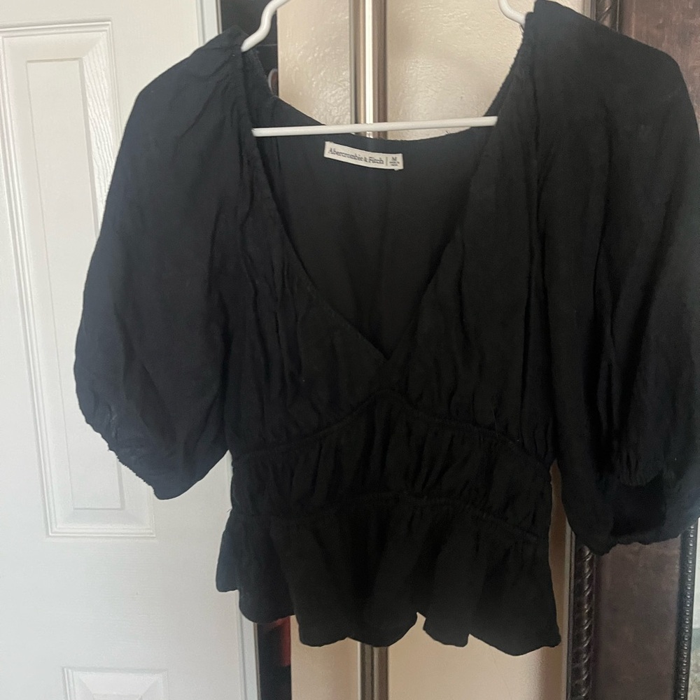 Abercrombie & Fitch Black Puff Sleeve Blouse